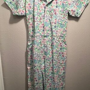 Floral Jumpsuit with Short Sleeves